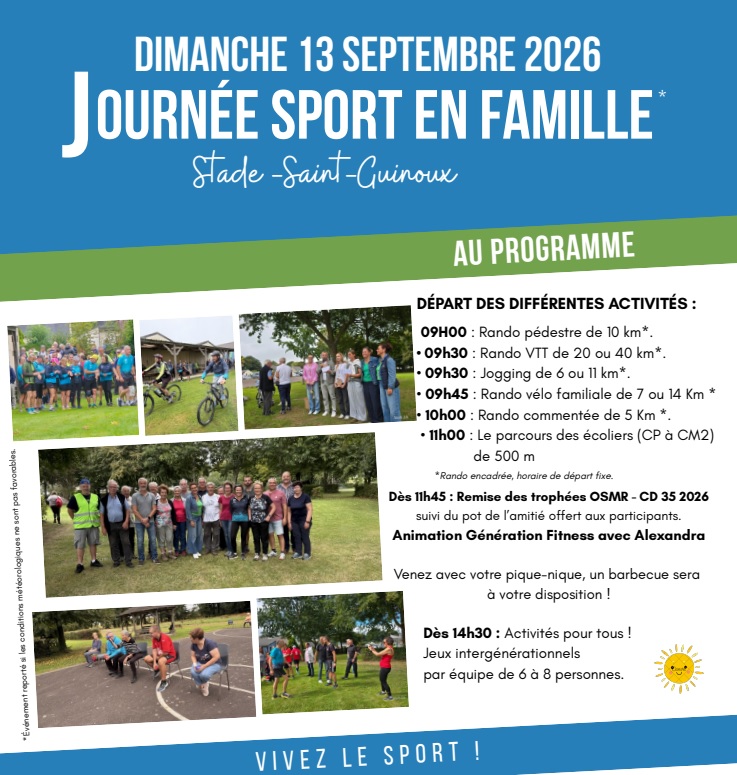 Journée Sports en famille - Dimanche 13 septembre 2026 à SAINT-GUINOUX